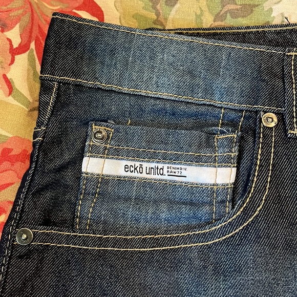 ECKO UNLTD  Size 44 Men's Bermuda Denim Shorts Med/Dark Blue Cozy Fit $54 NEW - Picture 2 of 13